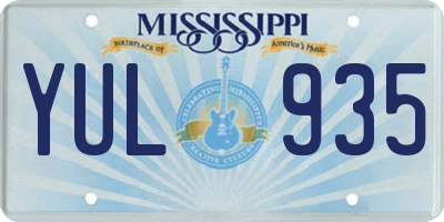 MS license plate YUL935