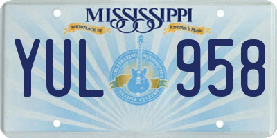 MS license plate YUL958