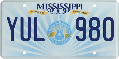 MS license plate YUL980
