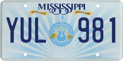 MS license plate YUL981