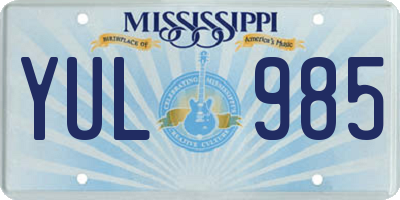 MS license plate YUL985