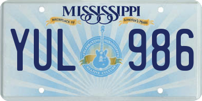 MS license plate YUL986