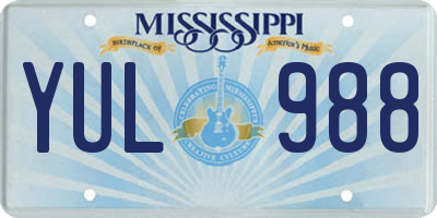 MS license plate YUL988