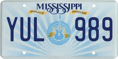 MS license plate YUL989