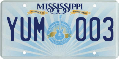MS license plate YUM003