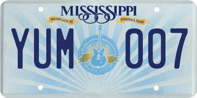 MS license plate YUM007