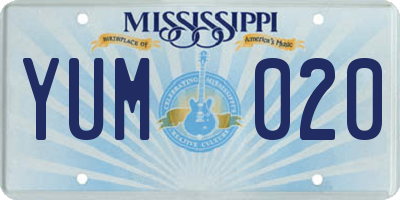 MS license plate YUM020