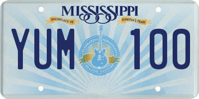 MS license plate YUM100