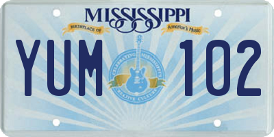MS license plate YUM102