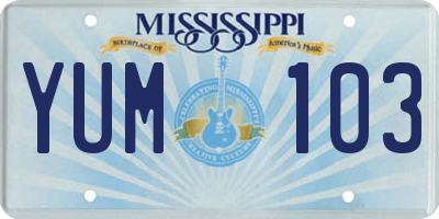 MS license plate YUM103