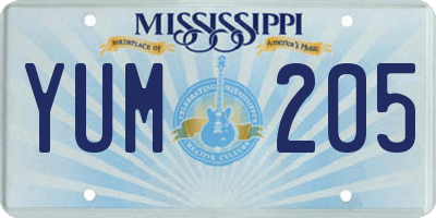MS license plate YUM205