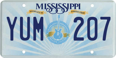 MS license plate YUM207