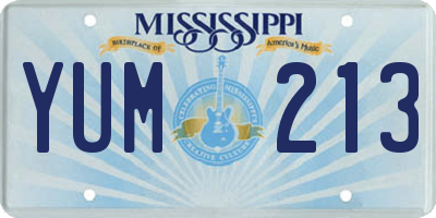 MS license plate YUM213
