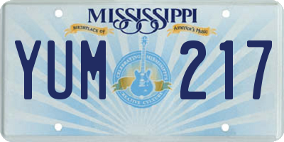 MS license plate YUM217