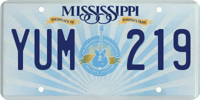 MS license plate YUM219