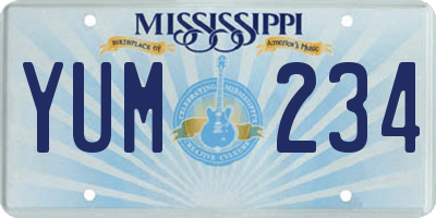 MS license plate YUM234