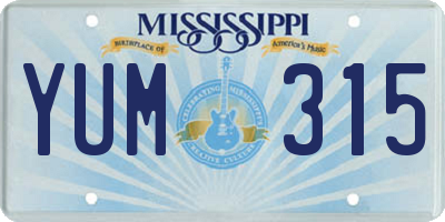 MS license plate YUM315
