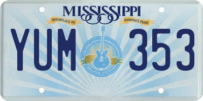 MS license plate YUM353