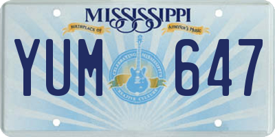 MS license plate YUM647