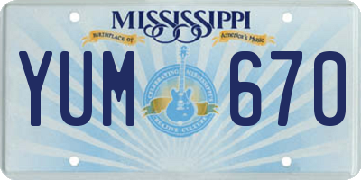 MS license plate YUM670