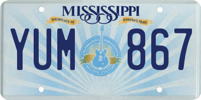 MS license plate YUM867