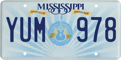 MS license plate YUM978