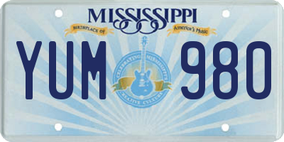 MS license plate YUM980