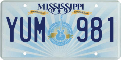 MS license plate YUM981