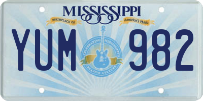 MS license plate YUM982