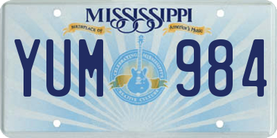 MS license plate YUM984