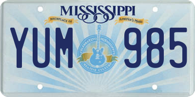 MS license plate YUM985