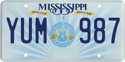 MS license plate YUM987