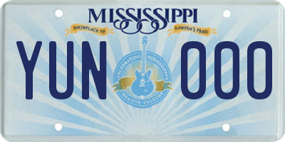 MS license plate YUN000
