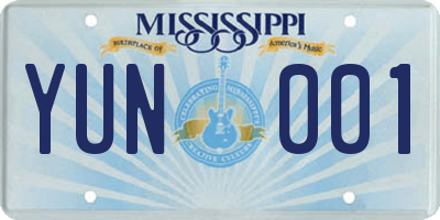 MS license plate YUN001