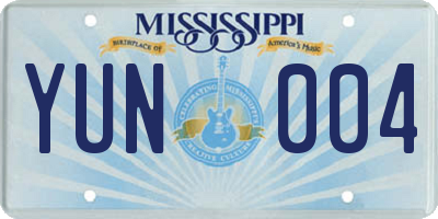 MS license plate YUN004