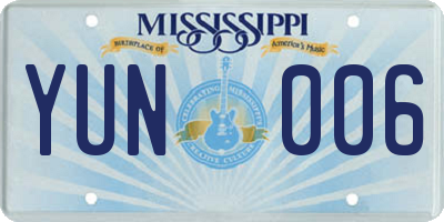 MS license plate YUN006