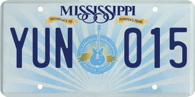 MS license plate YUN015