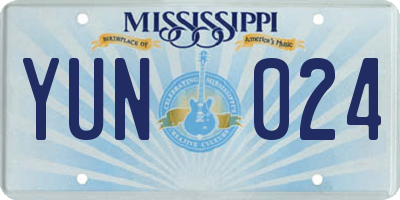 MS license plate YUN024