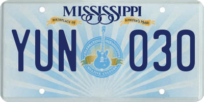 MS license plate YUN030