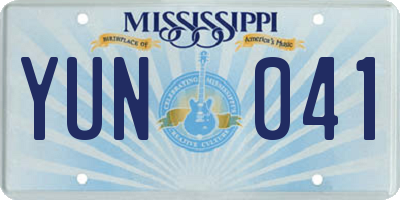 MS license plate YUN041