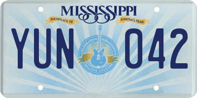 MS license plate YUN042