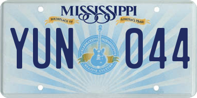 MS license plate YUN044