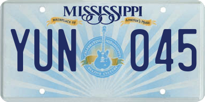 MS license plate YUN045