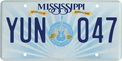 MS license plate YUN047
