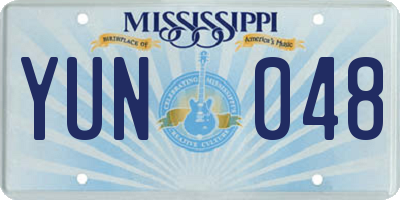 MS license plate YUN048