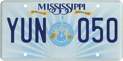 MS license plate YUN050