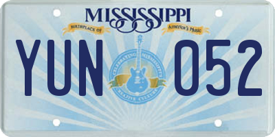 MS license plate YUN052