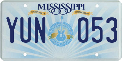 MS license plate YUN053