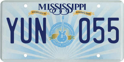 MS license plate YUN055