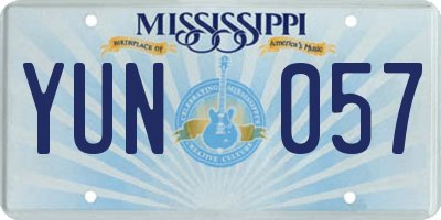 MS license plate YUN057